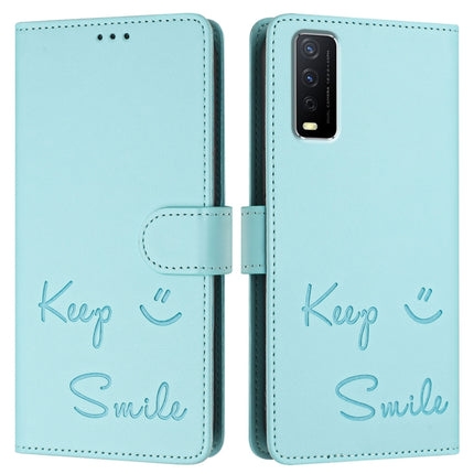 Smile Embossing RFID Leather Phone Case, For vivo Y20A / Y20G / Y12A, For vivo Y03 4G Global, For vivo Y100 5G IDN, For vivo Y200E 5G Global