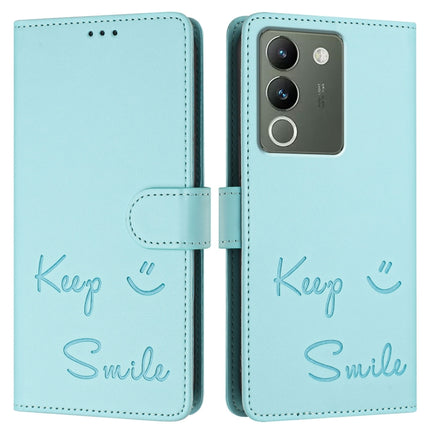 Smile Embossing RFID Leather Phone Case, For vivo V30 Lite 5G Global, For vivo X100 Pro 5G, For vivo X100, For vivo Y27S 4G Global
