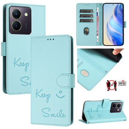 Smile Embossing RFID Leather Phone Case, For vivo V30 Lite 5G Global, For vivo X100 Pro 5G, For vivo X100, For vivo Y27S 4G Global