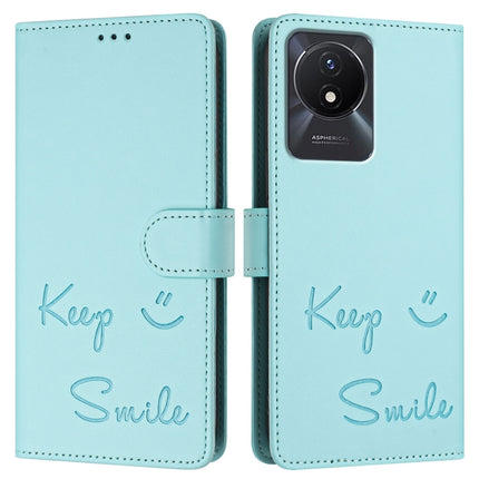 Smile Embossing RFID Leather Phone Case, For vivo Y11 2023 / Y02T, For vivo Y36 4G India, For vivo Y36 5G Global, For vivo Y36 4G Global