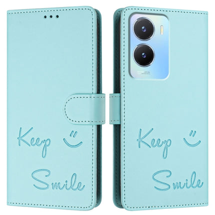 Smile Embossing RFID Leather Phone Case, For vivo Y02S 4G Global, For vivo Y100 5G Global, For vivo V27 5G Global, For vivo V27 Pro 5G Global