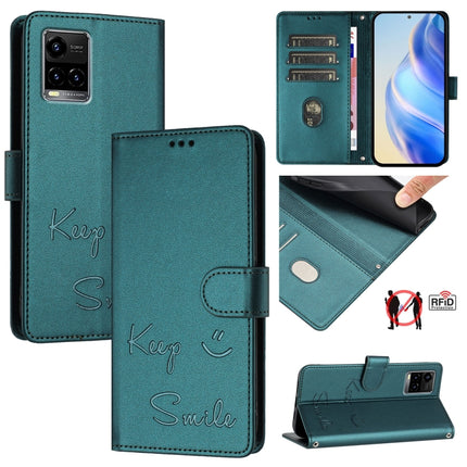 Smile Embossing RFID Leather Phone Case, For vivo iQOO U5E 5G / Y30 5G, For vivo Y33E 5G, For vivo Y33S 4G Global, For vivo Y21 2021 / Y21S / Y21T