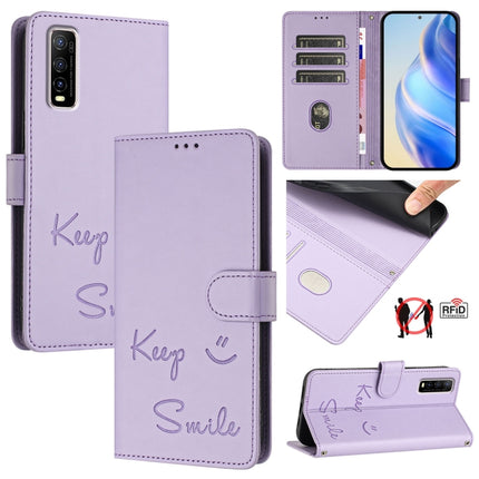 Smile Embossing RFID Leather Phone Case, For vivo Y33 4G 2021, For vivo Y52S 5G / iQOO U3, For vivo Y31S 5G / Y72 5G India, For vivo Y70S
