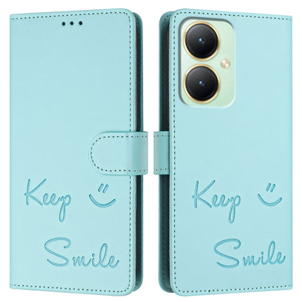 Smile Embossing RFID Leather Phone Case, For vivo Y27 4G 2023 Global, For vivo Y22 4G Global