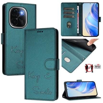 Smile Embossing RFID Leather Phone Case, For vivo Y300 Pro, For vivo iQOO Z9s Pro 5G India, For vivo S19 Pro, For vivo S19