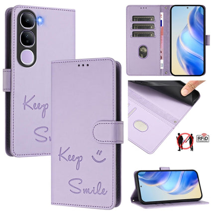 Smile Embossing RFID Leather Phone Case, For vivo S20 5G, For vivo S20 Pro 5G, For vivo V40 Lite 5G IDN, For vivo V40e 5G India