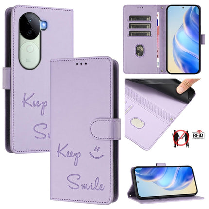 Smile Embossing RFID Leather Phone Case, For vivo S20 5G, For vivo S20 Pro 5G, For vivo V40 Lite 5G IDN, For vivo V40e 5G India