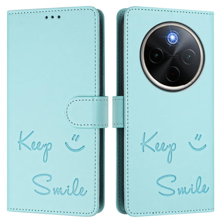 Smile Embossing RFID Leather Phone Case, For vivo Y300 Pro, For vivo iQOO Z9s Pro 5G India, For vivo S19 Pro, For vivo S19