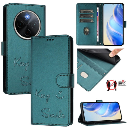 Smile Embossing RFID Leather Phone Case, For vivo Y300 Pro, For vivo iQOO Z9s Pro 5G India, For vivo S19 Pro, For vivo S19