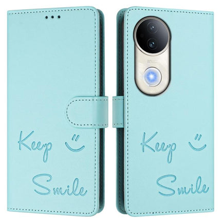 Smile Embossing RFID Leather Phone Case, For vivo S20 5G, For vivo S20 Pro 5G, For vivo V40 Lite 5G IDN, For vivo V40e 5G India