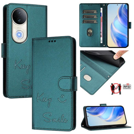 Smile Embossing RFID Leather Phone Case, For vivo S20 5G, For vivo S20 Pro 5G, For vivo V40 Lite 5G IDN, For vivo V40e 5G India