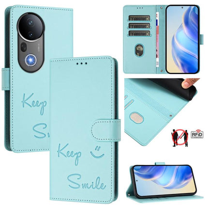 Smile Embossing RFID Leather Phone Case, For vivo S20 5G, For vivo S20 Pro 5G, For vivo V40 Lite 5G IDN, For vivo V40e 5G India