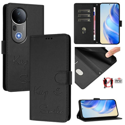Smile Embossing RFID Leather Phone Case, For vivo S20 5G, For vivo S20 Pro 5G, For vivo V40 Lite 5G IDN, For vivo V40e 5G India