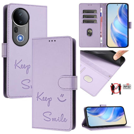 Smile Embossing RFID Leather Phone Case, For vivo S20 5G, For vivo S20 Pro 5G, For vivo V40 Lite 5G IDN, For vivo V40e 5G India