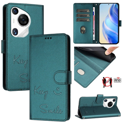 Smile Embossing RFID Leather Phone Case, For Huawei nova 12s 4G Global, For Huawei Pura 70 Pro, For Huawei Pura 70, For Huawei Mate 60 Pro / 60 Pro+
