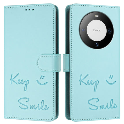 Smile Embossing RFID Leather Phone Case, For Huawei Mate 60, For Huawei P60 Art, For Huawei P60 / P60 Pro, For Huawei Enjoy 50 Pro 4G