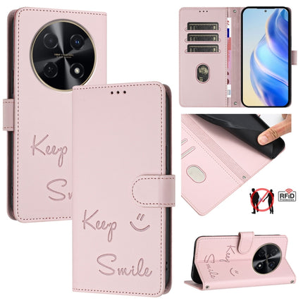 Smile Embossing RFID Leather Phone Case, For Huawei nova 14 5G, For Huawei nova 13 Pro, For Huawei nova 13 / nova 12, For Huawei nova 12i 4G Global