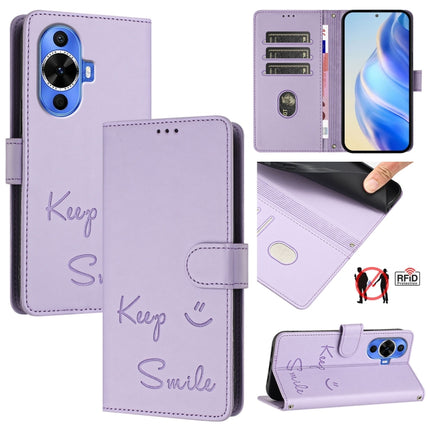 Smile Embossing RFID Leather Phone Case, For Huawei nova 12s 4G Global, For Huawei Pura 70 Pro, For Huawei Pura 70, For Huawei Mate 60 Pro / 60 Pro+