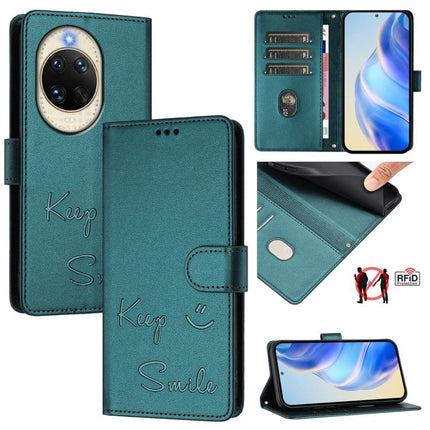 Smile Embossing RFID Leather Phone Case, For Huawei Mate 70 Air, For Huawei Enjoy 80s, For Huawei nova 14 Ultra 5G, For Huawei nova 14 Pro 5G