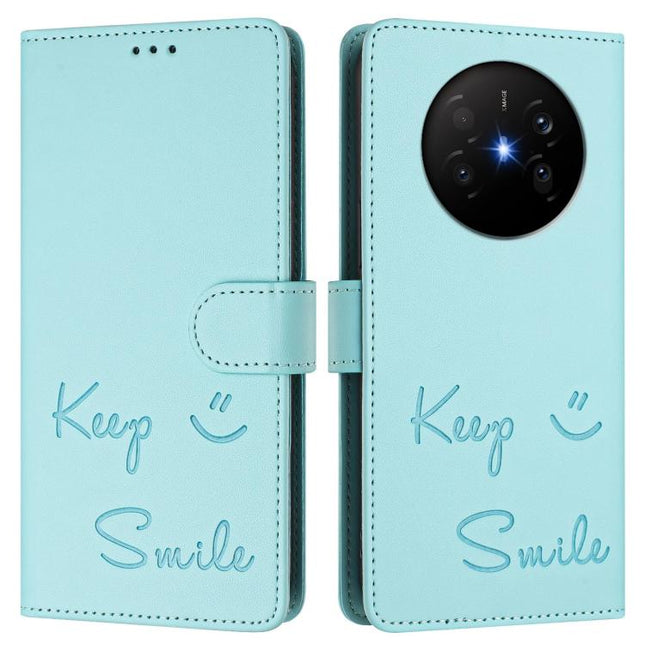 Smile Embossing RFID Leather Phone Case, For Huawei Mate 70 Air, For Huawei Enjoy 80s, For Huawei nova 14 Ultra 5G, For Huawei nova 14 Pro 5G