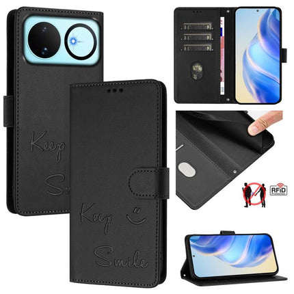 Smile Embossing RFID Leather Phone Case, For Huawei nova 16z, For Huawei nova 16, For Huawei Pura 90 Pro Max, For Huawei Pura 90 Pro