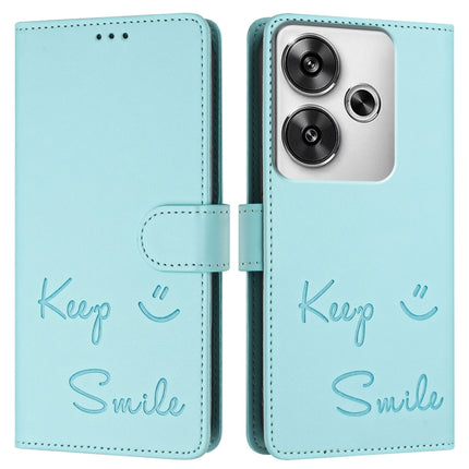 Smile Embossing RFID Leather Phone Case, For Xiaomi Poco F6 5G, For Xiaomi Poco C61, For Xiaomi Poco M6 Pro 4G, For Xiaomi Poco X6 Neo