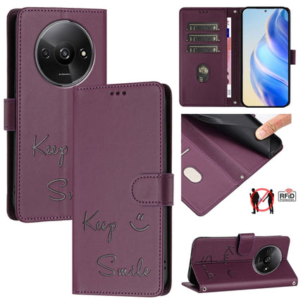 Smile Embossing RFID Leather Phone Case, For Xiaomi Poco F6 5G, For Xiaomi Poco C61, For Xiaomi Poco M6 Pro 4G, For Xiaomi Poco X6 Neo