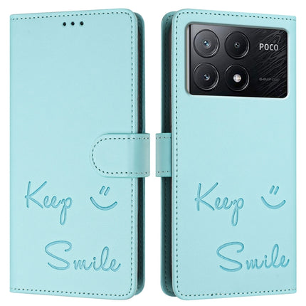 Smile Embossing RFID Leather Phone Case, For Xiaomi Poco X6 Pro / Redmi K70E, For Xiaomi Poco X6, For Xiaomi 14 Ultra, For Xiaomi 14 Pro