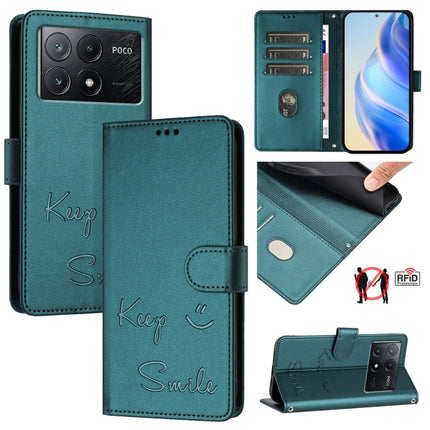 Smile Embossing RFID Leather Phone Case, For Xiaomi Poco X6 Pro / Redmi K70E, For Xiaomi Poco X6, For Xiaomi 14 Ultra, For Xiaomi 14 Pro