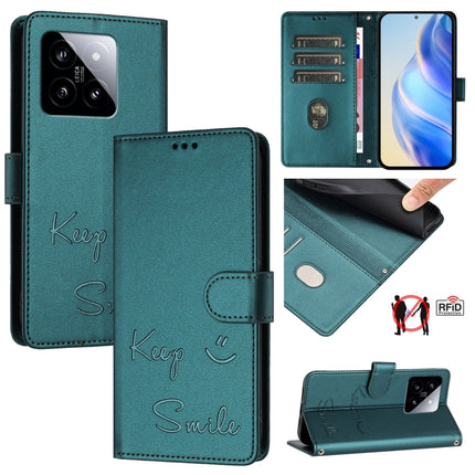 Smile Embossing RFID Leather Phone Case, For Xiaomi 14, For Xiaomi Poco M6 Pro 5G, For Xiaomi 13T / 13T Pro, For Xiaomi Poco X4 GT