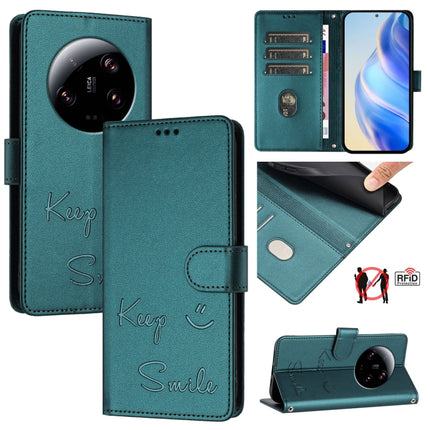 Smile Embossing RFID Leather Phone Case, For Xiaomi Poco F5, For Xiaomi Poco F5 Pro, For Xiaomi Poco C51 / C50, For Xiaomi 13 Ultra