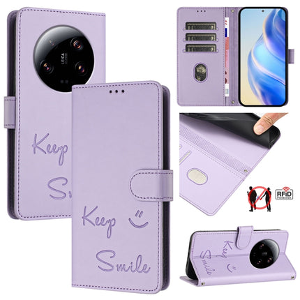 Smile Embossing RFID Leather Phone Case, For Xiaomi Poco F5, For Xiaomi Poco F5 Pro, For Xiaomi Poco C51 / C50, For Xiaomi 13 Ultra