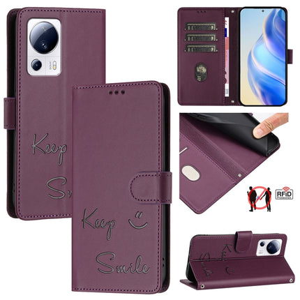 Smile Embossing RFID Leather Phone Case, For Xiaomi Civi 3, For Xiaomi 13 Lite / Civi 2, For Xiaomi 13 Pro, For Xiaomi 13