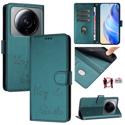 Smile Embossing RFID Leather Phone Case, For Xiaomi 12T / 12T Pro, For Xiaomi Poco M4 5G / Poco M5 4G, For Xiaomi Poco M5s, For Xiaomi 12S Ultra