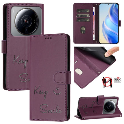 Smile Embossing RFID Leather Phone Case, For Xiaomi 12T / 12T Pro, For Xiaomi Poco M4 5G / Poco M5 4G, For Xiaomi Poco M5s, For Xiaomi 12S Ultra