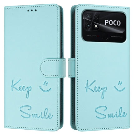 Smile Embossing RFID Leather Phone Case, For Xiaomi Poco C40, For Xiaomi Civi 1S, For Xiaomi Poco M4 Pro 5G, For Xiaomi Poco M4 Pro 4G