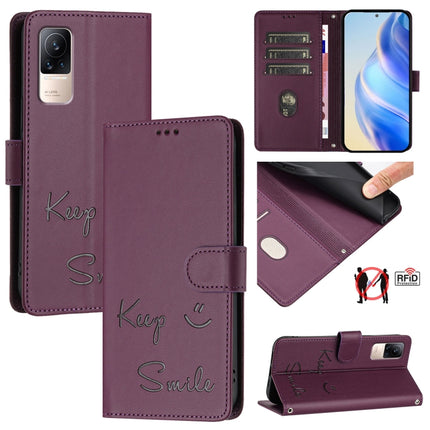 Smile Embossing RFID Leather Phone Case, For Xiaomi Poco C40, For Xiaomi Civi 1S, For Xiaomi Poco M4 Pro 5G, For Xiaomi Poco M4 Pro 4G