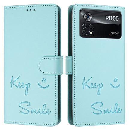 Smile Embossing RFID Leather Phone Case, For Xiaomi Poco X4 Pro 5G, For Xiaomi 11 Lite 5G NE, For Xiaomi Mi 11 Lite 4G / 5G, For Xiaomi 11T / 11T Pro