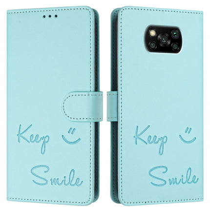 Smile Embossing RFID Leather Phone Case, For Xiaomi Poco X3 / X3 NFC / X3 Pro, For Xiaomi Mi 11 Ultra, For Xiaomi Mi 11 Pro, For Xiaomi Mi 11