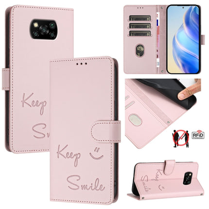 Smile Embossing RFID Leather Phone Case, For Xiaomi Poco X3 / X3 NFC / X3 Pro, For Xiaomi Mi 11 Ultra, For Xiaomi Mi 11 Pro, For Xiaomi Mi 11