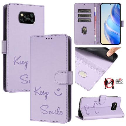 Smile Embossing RFID Leather Phone Case, For Xiaomi Poco X3 / X3 NFC / X3 Pro, For Xiaomi Mi 11 Ultra, For Xiaomi Mi 11 Pro, For Xiaomi Mi 11