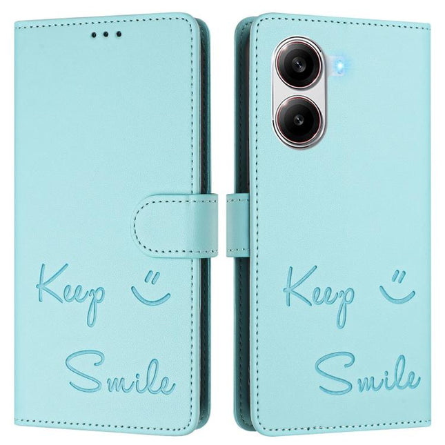 Smile Embossing RFID Leather Phone Case, For Xiaomi Poco X7 Pro 5G / Redmi Turbo 4 5G, For Xiaomi Poco M7 Pro 5G, For Xiaomi 14T Pro, For Xiaomi 14T