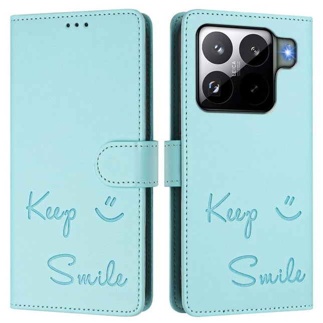 Smile Embossing RFID Leather Phone Case, For Xiaomi 15S Pro 5G, For Xiaomi Poco M7 5G / C75 4G, For Xiaomi Poco X7 5G / Redmi Note 14 Pro 5G, For Xiaomi 15 Ultra