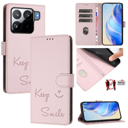 Smile Embossing RFID Leather Phone Case, For Xiaomi 15S Pro 5G, For Xiaomi Poco M7 5G / C75 4G, For Xiaomi Poco X7 5G / Redmi Note 14 Pro 5G, For Xiaomi 15 Ultra