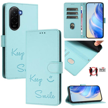 Smile Embossing RFID Leather Phone Case, For Xiaomi 17 Max 5G, For Xiaomi 17T Pro 5G, For Xiaomi Poco M7 4G 169mm, For Xiaomi Civi 5 Pro 5G