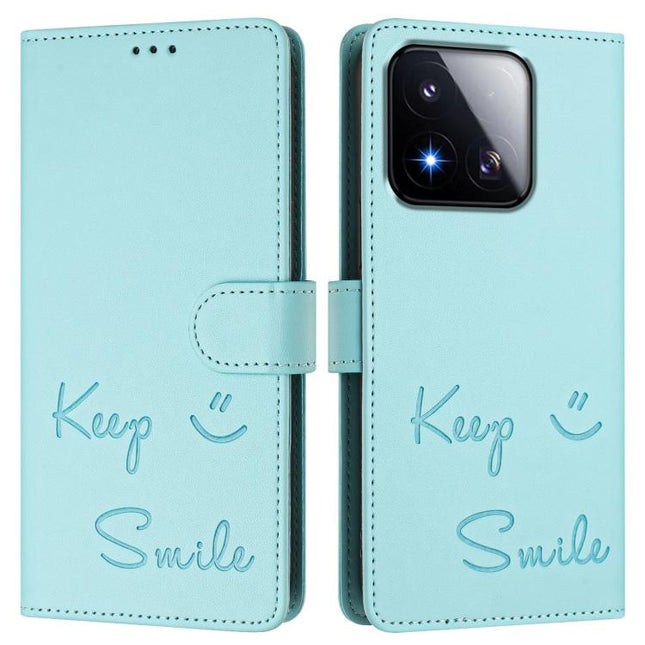 Smile Embossing RFID Leather Phone Case, For Xiaomi 17 Max 5G, For Xiaomi 17T Pro 5G, For Xiaomi Poco M7 4G 169mm, For Xiaomi Civi 5 Pro 5G