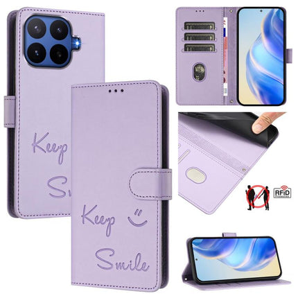 Smile Embossing RFID Leather Phone Case, For Xiaomi 17 Max 5G, For Xiaomi 17T Pro 5G, For Xiaomi Poco M7 4G 169mm, For Xiaomi Civi 5 Pro 5G