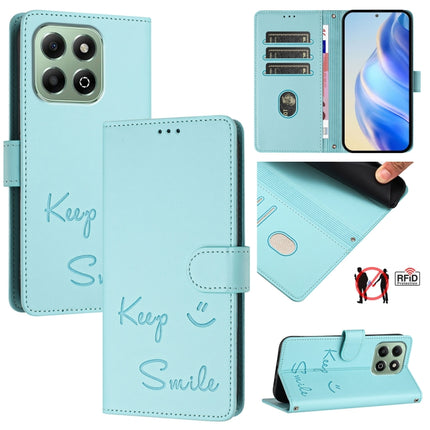 Smile Embossing RFID Leather Phone Case, For Honor X6b, For Honor 200, For Honor 200 Pro, For Honor 200 Lite Global