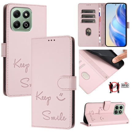 Smile Embossing RFID Leather Phone Case, For Honor X6b, For Honor 200, For Honor 200 Pro, For Honor 200 Lite Global