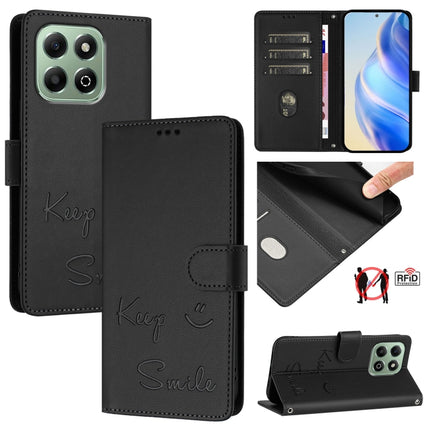 Smile Embossing RFID Leather Phone Case, For Honor X6b, For Honor 200, For Honor 200 Pro, For Honor 200 Lite Global